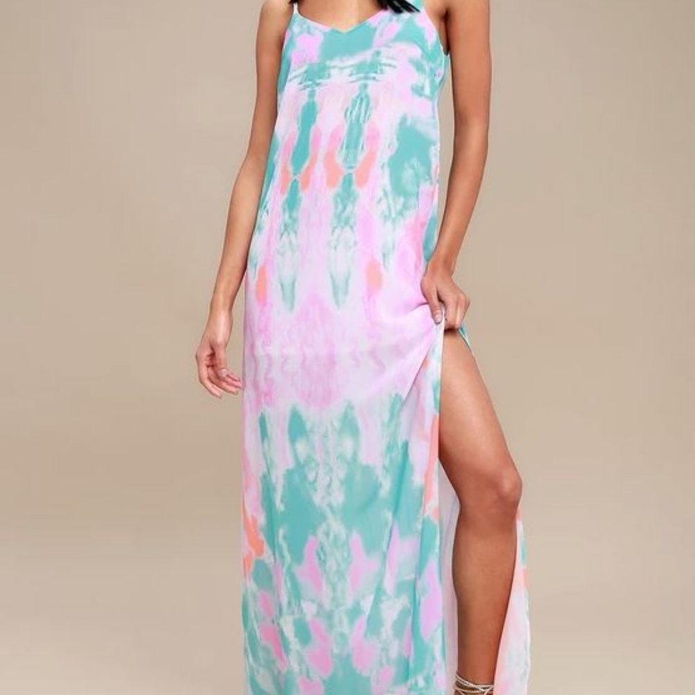 FLYING WATERCOLORS FUCHSIA PRINT MAXI DRESS LULUS